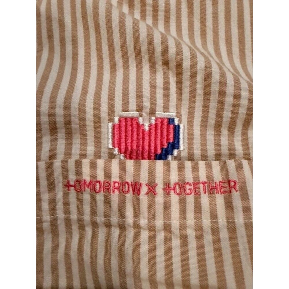 Official TXT (Tomorrow X Together) Striped Button-Up Shirt – Size F (Free Size)